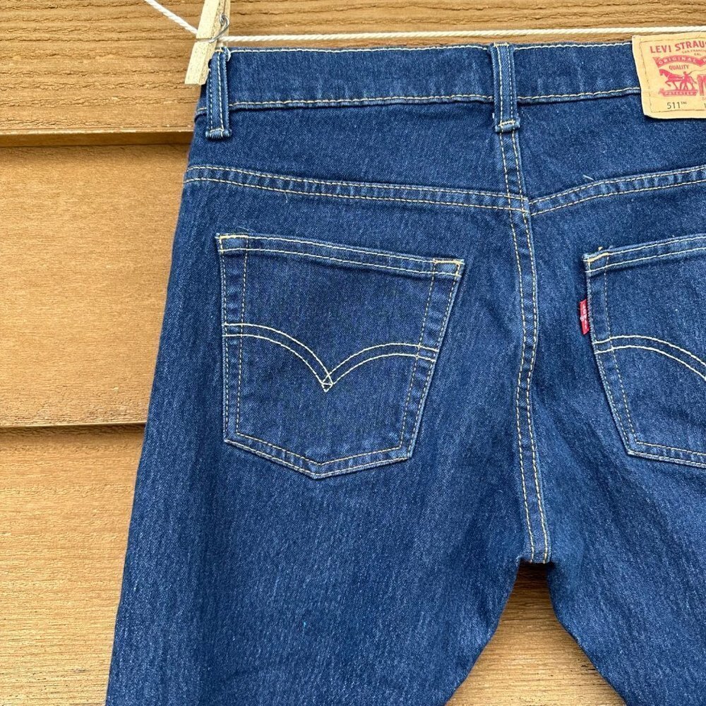 Levi’s 511 Kids Boys Denim Slim Dark Blue Jeans - Picture 11 of 12